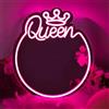 HFHungkeong Queen Mirror Neon Sign Crown Neon Insegna a LED, Insegne al neon rosa da appendere per decorazione da parete, specchio regina con luce al neon, per camera da letto, feste, matrimoni, camera da letto