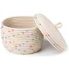 Ktnyl Cestini Portaoggetti Intrecciato in Corda di Cotone, Impilabile Organizer Fasciatoio Cesto Porta Giochi Bambino, Decorazione Cestini Stoccaggio per Bagno Cameretta Salotto Ufficio