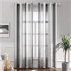 MIULEE Tende a Righe per Interni, Tende Trasparenti in Voile Tende Camera da Letto, Tenda Salotto Moderne con Anelli, Tenda a Pannello da Interno Finestra a Righe Bianche e Grigio Scuro, 2x 140x185 CM