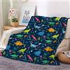 Hoimlm Coperta morbida a forma di unicorno, in morbida flanella, per bambini, in microfibra, con unicorno, idea regalo (dinosauro blu, 130 x 150 cm)