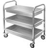 Mega-M Carrello da portata in acciaio inox, 3 piani, 85 x 45 x 90 cm, con 4 ruote e freni, colore: argento/nero, telaio in alluminio