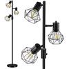 HiBay Lampada da Terra LED Nero Dimmerabile 3 Luci,Piantane da terra Rustica Industriale con 3xE27 Lampadina 8W 800LM,Floor lamp Stile Diamante Vintage per Soggiorno, Camera da Letto, Ufficio