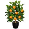 Hollyone Pianta artificiale decorativa, albero d'arancio, 40 cm, in vaso nero, piante artificiali come vere, piante artificiali da interni con rami d'arancio e frutti arancioni per la decorazione della casa