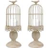 Gearific Portacandele vintage a forma di gabbia per uccelli, confezione da 2 portacandele decorativi per casa, soggiorno, decorazione per matrimoni (avorio)