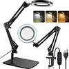 YGiTK 2 in 1 Lampada con Lente d'Ingrandimento - 8X Lampada da Scrivania con Braccio Orientabile e Base, 72 LED Dimmerabili per Lavoro, Riparazione, Estetista,Trucco, Lettura e Cucito