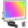 Tayire Faretto LED RGB da 100 W, per esterni, con telecomando, 120 colori, 5 modalità che cambiano colore, 10000 lm, bianco freddo, IP66, impermeabile, per giardino, cortile, garage, corridoio, backyard