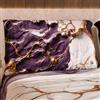 PETTI Artigiani Italiani MARBLELIZED - Coppia Federe Cuscino Letto 50x80 Stampate Fronte/Retro, Federe Copricuscini, Coppia Federe Eleganti Effetto Marmo Viola, Idea Regalo, 100% Made in Italy
