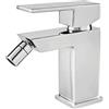 LANERI Miscelatore bagno bidet con piletta click clack inclusa, versione squadrata, cromo
