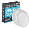 Repa Market Griglia di ventilazione rotonda bianca 150 mm (apertura Ø) - griglie di ventilazione in plastica - Griglia di ventilazione con zanzariera per pareti, soffitti - Confezione da 2