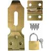 MA NASIR Hasp e graffetta con lucchetto, in metallo resistente, chiusura a scatto da 7,6 cm e lucchetto in ottone da 25 mm, set con 3 chiavi di fissaggio, ideale per fissare porte, finestre, capannoni,