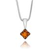 Copal Collana Da Donna Con Pendente Quadrato In Ambra E Catena In Argento Sterling