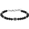 COAI Bracciale da Uomo con Amuleto Portafortuna Occhio Turco e Perline di Tormalina Nera, Bracciale Malocchio da Uomo in Pietre Dure