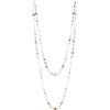 Dazylleco Collana lunga di perle da donna, in argento, a doppio filo, idea regalo per la festa della mamma, Pietra, Non pietra preziosa