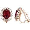 Vogem Orecchini a clip senza foro per donna con cristalli di zirconia cubica, orecchini statement vintage per prom e feste, gioielleria, 1.2 x 1.0 cm / 0.5 x 0.4 in., Rubino sintetico