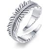 CHENGHONG Anello con piuma, in argento Sterling 925, regolabile, con piuma d'angelo, con ali aperte, per donne, uomini e ragazze, Argento sterling