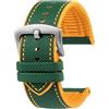 XNJIADVSY Cinturino in caucciù compatibile con IWC Pilot Mark 18 portoghese Tudor Breitling cinturino in nylon inferiore 20mm 21mm 22mm(Green Yellow-Silver,23mm)