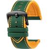 XNJIADVSY Cinturino in caucciù compatibile con IWC Pilot Mark 18 portoghese Tudor Breitling cinturino in nylon inferiore 20mm 21mm 22mm(Green Yellow-Black,24mm)