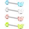 Jewseen Piercing per lingua in titanio, in acrilico, tongue, 14 g, per lingua, con filettatura interna, 4 pezzi, lingua, Titanio Acrilico