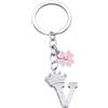 GUOYU Portachiavi con Lettera Iniziale,Argento Portachiavi con iniziale Nome, Regalo Donna Uomo Compleanno,Regalo Natale per Amica Collega Coppia Mamma Sorella (1M)