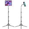 SAMHOUSING Supporto per tablet, supporto per tablet, regolabile in altezza fino a 67", per iPad Air Mini 6, 5, 4, 3, 2, iPad Pro 9.7, 10.5, 12.9, Tab, iPhone, tablet e smartphone da 4,5 - 12,9 pollici