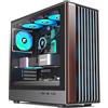 FOIFKIN M2 Case PC ATX con 7 Ventole PWM ARGB-Fronte in Legno, Case Computer Mid-Tower, Elevato flusso d'aria, Supporto RAD 360 mm, Case ATX Nero, Case PC Gaming, Type-C(Nero, M2)