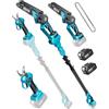 SEESII 6 Pollici Motosega a Batteria Telescopica & 33 mm Forbici Potatura a Batteria, 4-in-1 Kit Motosega e Forbici con 2 * 4000 mAh Batterie, Motosega Telescopica Portata Massima Fino a 4,57 m
