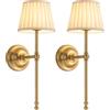 VISDANFO Applique da Parete Ricaricabile 2 Pezzi, Lampada da Parete a LED in Tessuto cCon Batteria Ricaricabile, Illuminazione Dimmerabile Con 5200 mAh E Telecomando Wireless Per Interno (Oro)