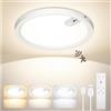 Uwithm Plafoniera LED soffitto con sensore di movimento, batteria ricaricabile da 7000mAh, 3 temperature di colore, dimmerabile, con telecomando con timer, adatta per bagni, corridoi,garage（1 pezzo）