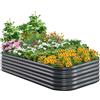 Quictent Kit di Orto RiAlzato Galvanizzato, Fioriera Ovalata in Metallo per Verdure all'Aperto e Giardino, 240x120x45cm