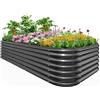 Quictent Kit di Orto RiAlzato Galvanizzato, Fioriera Ovalata in Metallo per Verdure all'Aperto e Giardino, 240x120x62cm
