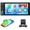 NHOPEEW Autoradio Android 1 Din con touchscreen da 7 pollici - Supporto Carplay Android Radio Wireless Carplay Android Auto Mirror Link WiFi GPS Comandi al volante + Telecamera di retromarcia