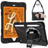 Gerutek Cover per iPad Mini 5 2019 / iPad Mini 4 2015 7.9 Pollici, Custodia Antiurto con Supporto Girevole a 360°/ Cinghia per Mano/Spalla/Portapenne, Nero