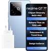 realme GT 7T Smartphone, 5G Dual SIM, 12GB RAM, 256GB ROM, 6,8 AMOLED Display, Dimensity 8400-MAX Chipsatz, 7000mAh Titan Akku, AI Travel Snap Kamera, IceSense Blau (Adapter Enthalten)