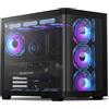 darkFlash Case PC Mid-tower ATX Gaming, Scheda Madre BTF con Plug-in Posteriore, con 4 Ventole ARGB, Case PC Vetro Curvo Vista Completa Dual-Chamber, Tipo C, Supporta due 360 mm AIO, Nero (DPW90)