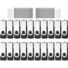 AreTop Confezione da 20 chiavette USB 2.0 in metallo da 4 GB, con cordino, portachiavi portatile, confezione multipla per riporre date a casa e in ufficio, colore nero