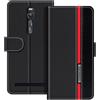 UOGNADGD Custodia in pelle Compatibile con Asus ZenFone 2 Deluxe Flip wallet cover con chiusura magnetica, supporto integrato e portacarte protezione antiurto (Nero)