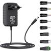 Yisica Adattatore CA 12 V 2 A Alimentazione AC220 V 230 V a DC12 V Driver 5,5 mm con 8 adattatori di presa 2000 mA 1000 mA 500 mA Convertitore Caricabatterie AC-DC (12 V/2 A)