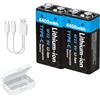 SMEBOX Batterie Ricaricabili da 9V 4400mWh Ad Alta Capacità Potenza Lunga Durata Ricarica USB con Cavo Tipo C per Rilevatori Fumo, Multimetri, Telecomando, Chitarra Elettrica, Citofono (2 Pcs)