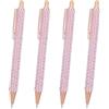 HaiFafafaing 4 penne a sfera retrattili in metallo rosa glitterate con strass, penne a sfera con cristalli scintillanti, inchiostro nero, per donne e ragazze, ufficio, scuola, Natale, laurea