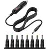 xruc 12 V 5 A Caricabatteria da auto DC Accendisigari 5,5 x 2,1 mm con 8 connettori adattatore