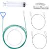 BOXOB Kit per la pulizia dello scarico del tetto apribile dell'auto, 5 pezzi, tubo lungo 300 cm, spazzola flessibile con manico a forma di cuore, tubo flessibile per siringa e foro di pulizia del filo, per
