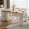 Rosebibi Isola da cucina con ruote, tavolo da pranzo allungabile con piano rimovibile, carrello mobile con prese elettriche, funge da credenza, buffet o tavolo da bar per cucina e sala da pranzo (bianco-2)