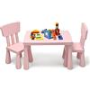 LIFEZEAL Set Tavolo e Sedie per Bambini 1-7 Anni, Tavolino Multiattivita in Plastica Rettangolare, Sedie per Bambini Piccoli con Schienale con Capacità di 50 kg (rosa)
