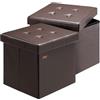Casaria® Set 2x Sgabello Contenitore 38x38x38cm Pouf Poggiapiedi Portaoggetti Sedile Imbottito Sgabello Salvaspazio Pieghevole Camera Letto Soggiorno