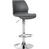 CLP Sgabello Da Bar Gilbert I Sgabello Da Banco Con Sedile Imbottito In Similpelle I Altezza Regolabile, Girevole Con Poggiapiedi E Schienale, Colore:grigio, Materiale:Plastica