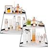 Puricon Organizer Bagno a 2 livelli in Legno, Organizer Porta Trucchi Dkincare Creme Profumi -Bianco 2Pezzi