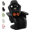 Dowinx Poltrona relax da gaming con funzione massaggio Shiatsu, poltrona TV con funzione reclinabile 90°-135° e poggiapiedi, sedia da gaming girevole a 360°, senza ruote, portabicchieri, tasche