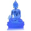 Jzoowar Statua del Buddha della Medicina Tibetana, Scultura di Buddha nel Resina Traslucida Decorazione per la Meditazione Decorazione Spirituale da Collezione - Blu
