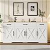 SUKY Credenza bianca moderna, armadio multifunzione in legno, per soggiorno, sala da pranzo, credenza bianca con decorazione 160 x 37 x 75 cm