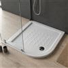 Kiamami Valentina - Piatto Doccia Semicircolare 90x90 cm Slim Salvaspazio in Ceramica Antiscivolo H 5,5 cm Installazione Filo Pavimento Collezione Linea Bianco